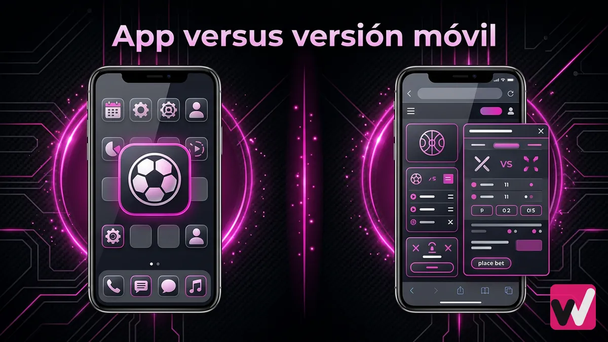 Comparación visual entre la app instalada y la versión móvil de Wanabet en el celular