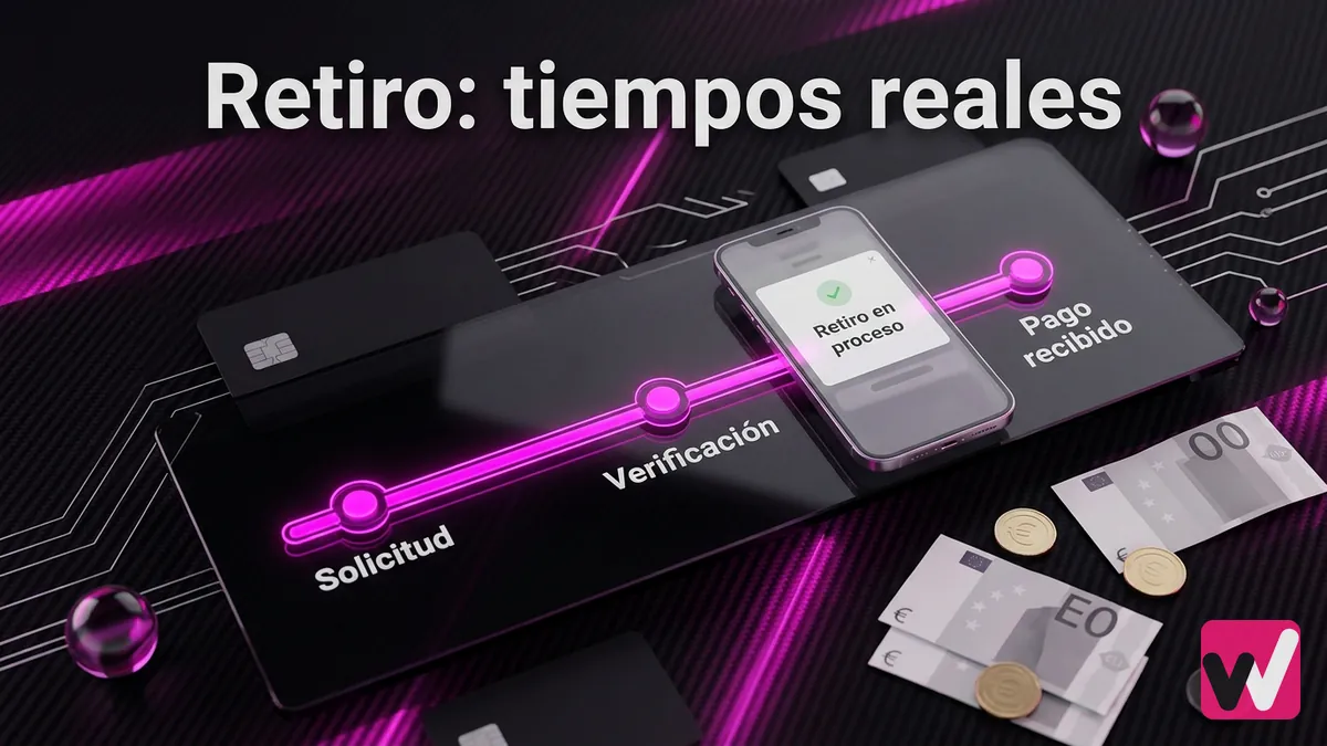 Línea de tiempo del retiro de dinero en Wanabet con verificación y pago, en euros