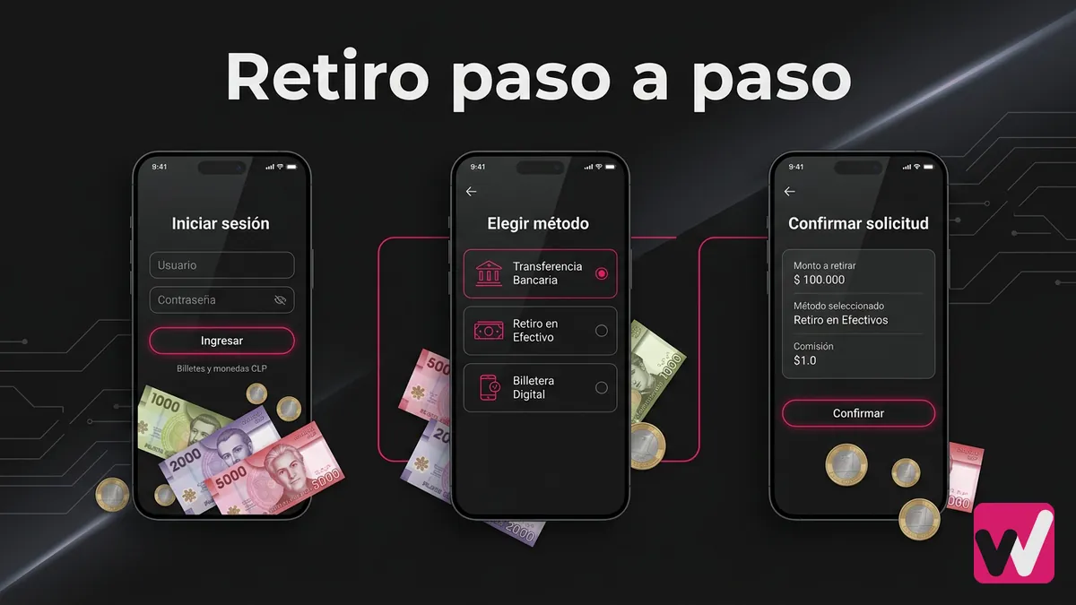 Pasos para retirar dinero de Wanabet Chile en la app